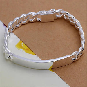 Men's Silver Noble Solid Bracelet - 10mm Chain