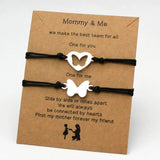 Heart Mother Son Dad Bracelets Stainless Steel Charm Adjustable