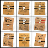 Heart Mother Son Dad Bracelets Stainless Steel Charm Adjustable