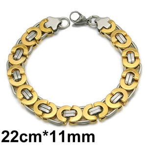 Gokadima Men Steel Byzantine Chain Bracelet Hip Hop Jewelry