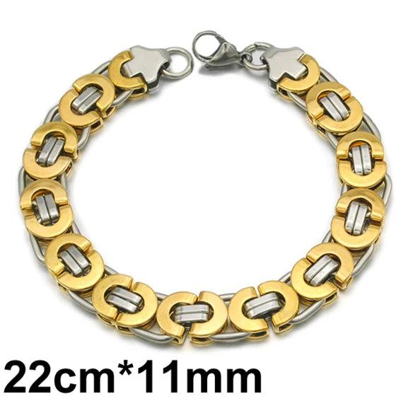 Gokadima Men Steel Byzantine Chain Bracelet Hip Hop Jewelry