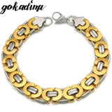 Gokadima Men Steel Byzantine Chain Bracelet Hip Hop Jewelry