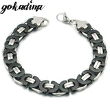 Gokadima Men Steel Byzantine Chain Bracelet Hip Hop Jewelry