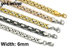 Gokadima Men Steel Byzantine Chain Bracelet Hip Hop Jewelry