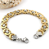 Gokadima Men Steel Byzantine Chain Bracelet Hip Hop Jewelry