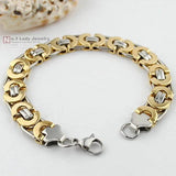 Gokadima Men Steel Byzantine Chain Bracelet Hip Hop Jewelry