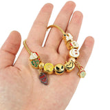 Gothic Punk Halloween Skeleton Head Charm Bracelet