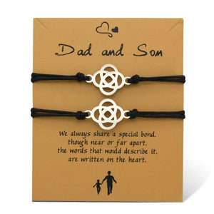 Heart Dad Son Mother Bracelets Stainless Steel Charm Adjustable Jewelry Gift