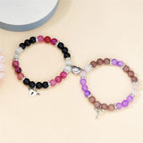 Heart Magnetic Matching Couple Bracelet Charm Key Lock Pendant Stone Crystal Bea