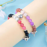Heart Magnetic Matching Couple Bracelet Charm Key Lock Pendant Stone Crystal Bea