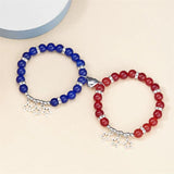 Heart Magnetic Matching Couple Bracelet Charm Key Lock Pendant Stone Crystal Bea