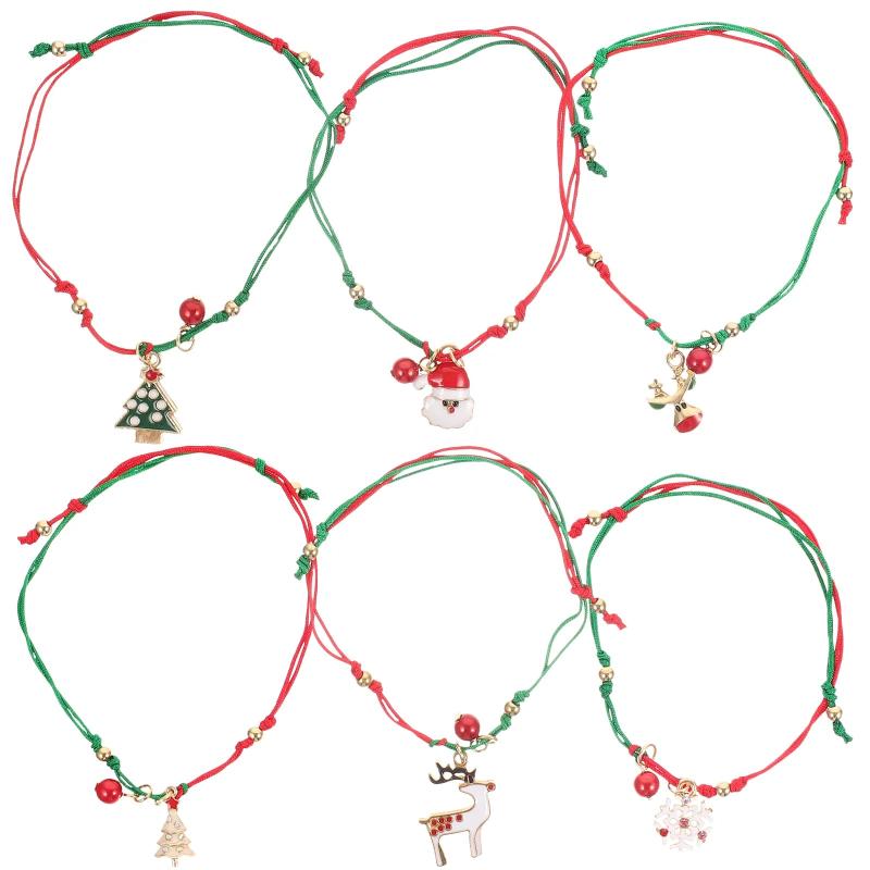 Christmas Bracelet Decorative Wrist Ornament Xmas Chain Braided Rope Bracelets
