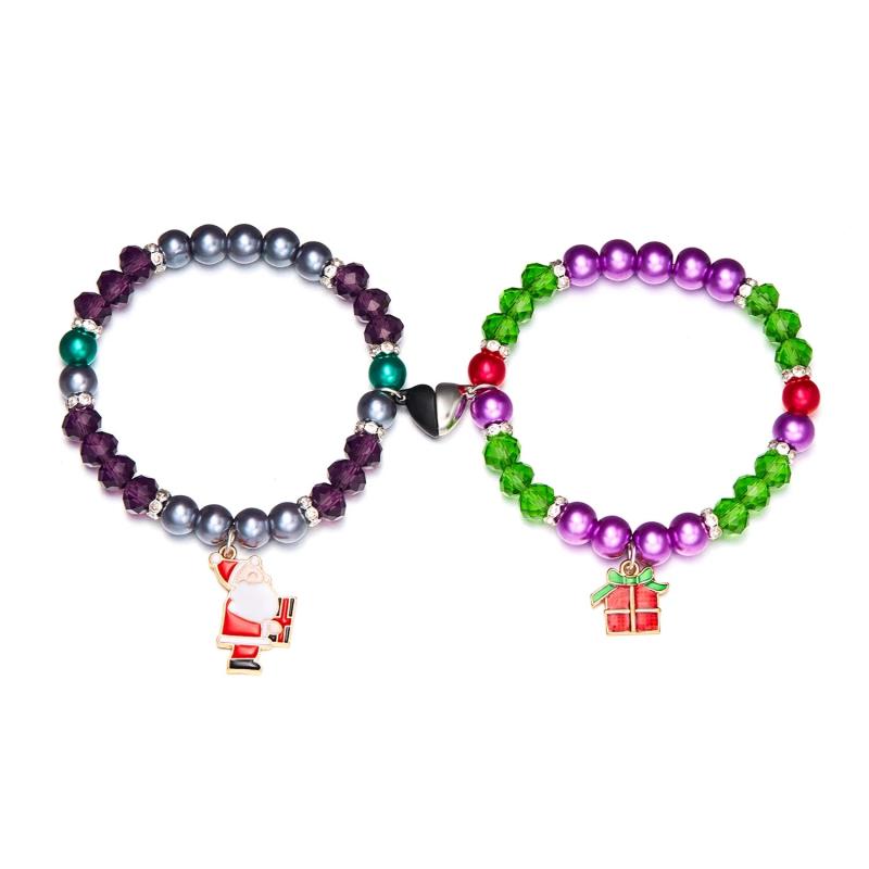 Romantic Heart Magnetic Couple Bracelet Christmas Tree Pendant Jewelry Gift