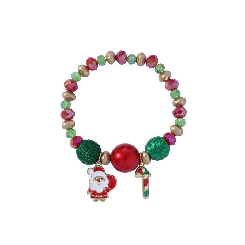 Xmas Candy Beaded Bracelet Snowflake Elk Xmas Tree Pendant