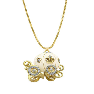 Pumpkin Car Necklace Pendant for Women Man Multicolor Enamel Crystal Rhinestone
