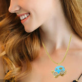 Pumpkin Car Necklace Pendant for Women Man Multicolor Enamel Crystal Rhinestone