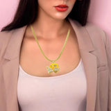 Pumpkin Car Necklace Pendant for Women Man Multicolor Enamel Crystal Rhinestone