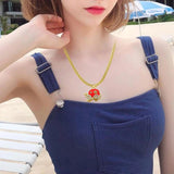 Pumpkin Car Necklace Pendant for Women Man Multicolor Enamel Crystal Rhinestone