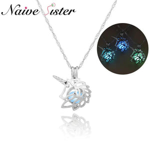 Unicorn Pendant Necklace Glow In The Dark Animal Jewelry Gift