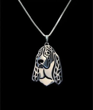 Basset Hound Necklace Silver Plated