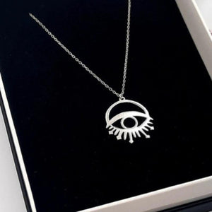 Vintage Evil Eye Pendant Necklace Stainless Steel Amulet Chain Necklaces