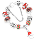 Christmas Snowman Bracelet With Snake Chain - Holiday Jewelry Gift