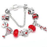 Christmas Snowman Bracelet With Snake Chain - Holiday Jewelry Gift