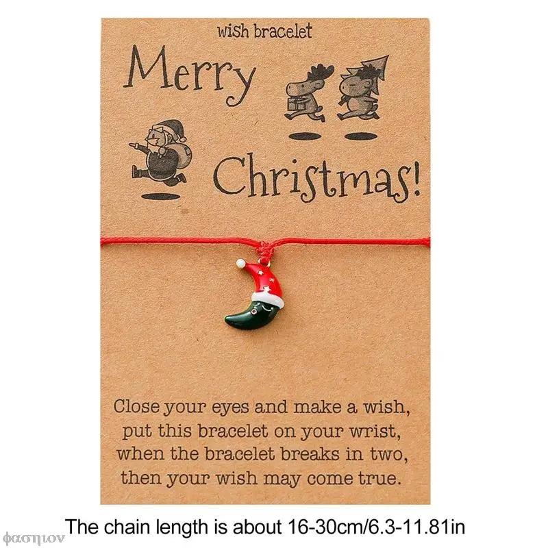 6pcs Santa Claus Wax Rope Bracelets Christmas Series Jewelry