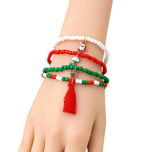 Christmas Cartoon Bell Handwoven Bracelet Set