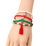 Christmas Cartoon Bell Handwoven Bracelet Set