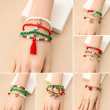 Christmas Cartoon Bell Handwoven Bracelet Set