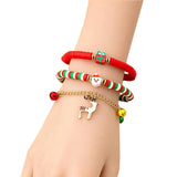 Christmas Cartoon Bell Handwoven Bracelet Set