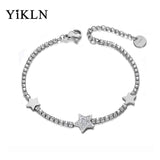 Rhinestone Star Charm Bracelet Stainless Steel CZ Chain for Christmas