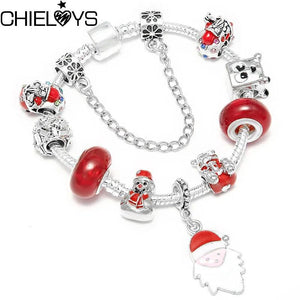 Santa Claus Snowman Beads Bracelet Christmas Jewelry Gift