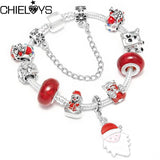 Santa Claus Snowman Beads Bracelet Christmas Jewelry Gift