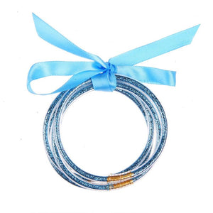 5pcs Christmas Bracelets Set Bowknot Glitter Jelly Bangle for Women Girl