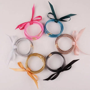 Christmas Glitter Silicone Jelly Bracelets for Women Gift