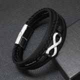 Cross Stainless Steel Leather Bracelet Men Gift