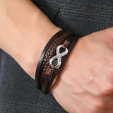 Cross Stainless Steel Leather Bracelet Men Gift
