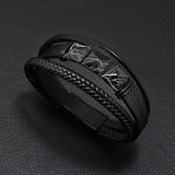 Men's Leather Braided Bracelet Alloy Magnet Buckle