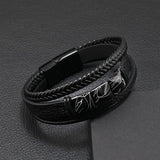 Men's Leather Braided Bracelet Alloy Magnet Buckle