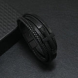 Men's Leather Braided Bracelet Alloy Magnet Buckle