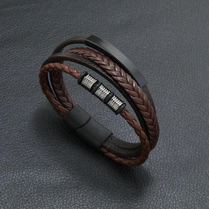Punk Rock Style Leather Bracelet for Men Charm Magnetic Braided
