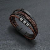 Punk Rock Style Leather Bracelet for Men Charm Magnetic Braided