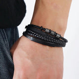 Punk Rock Style Leather Bracelet for Men Charm Magnetic Braided