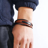 Punk Rock Style Leather Bracelet for Men Charm Magnetic Braided