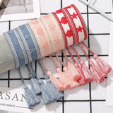 Woven Fabric Bracelets Embroidery Lucky Friendship Christmas