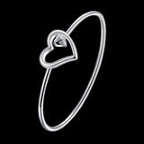 925 Silver Heart Charm Bracelet Cuff Bangle for Women