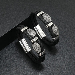 Scripture Sun Leather Bracelet Men