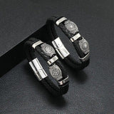 Scripture Sun Leather Bracelet Men